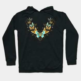 Symmetrical Pattern of Golden Butterflies ( Gold butterflies ) Hoodie